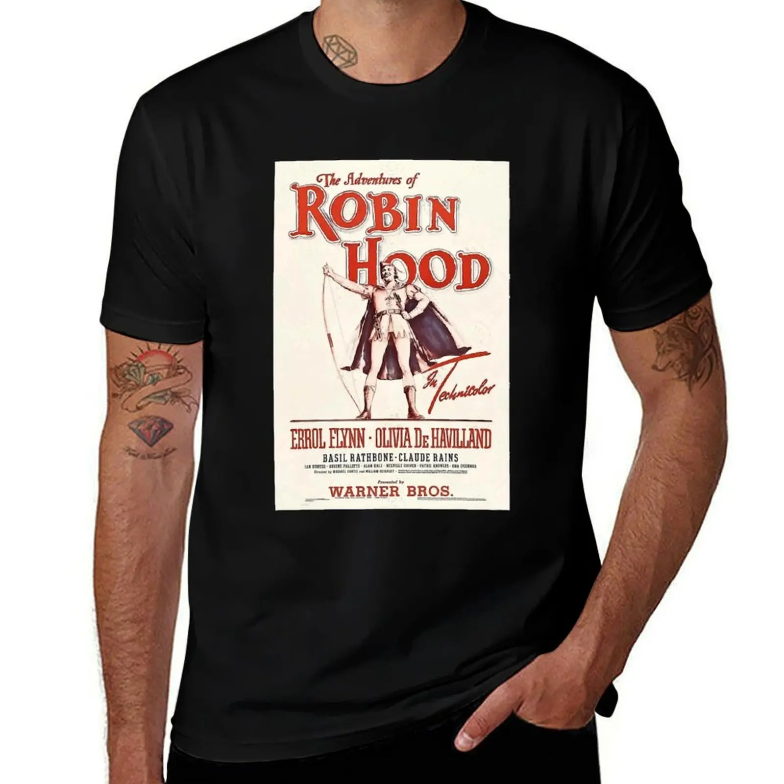 

The Adventures of Robin Hood - 1938 Technicolor Epic Swashbuckler Film T-Shirt t shirts for man graphic vintage T-Shirt