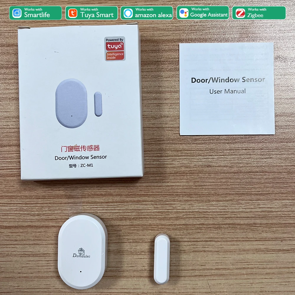 Tuya ZigBee Smart Door Sensor With Wall Mount Magnetic Alarm Open Detectors Home Security Protection Support Alexa Google Home