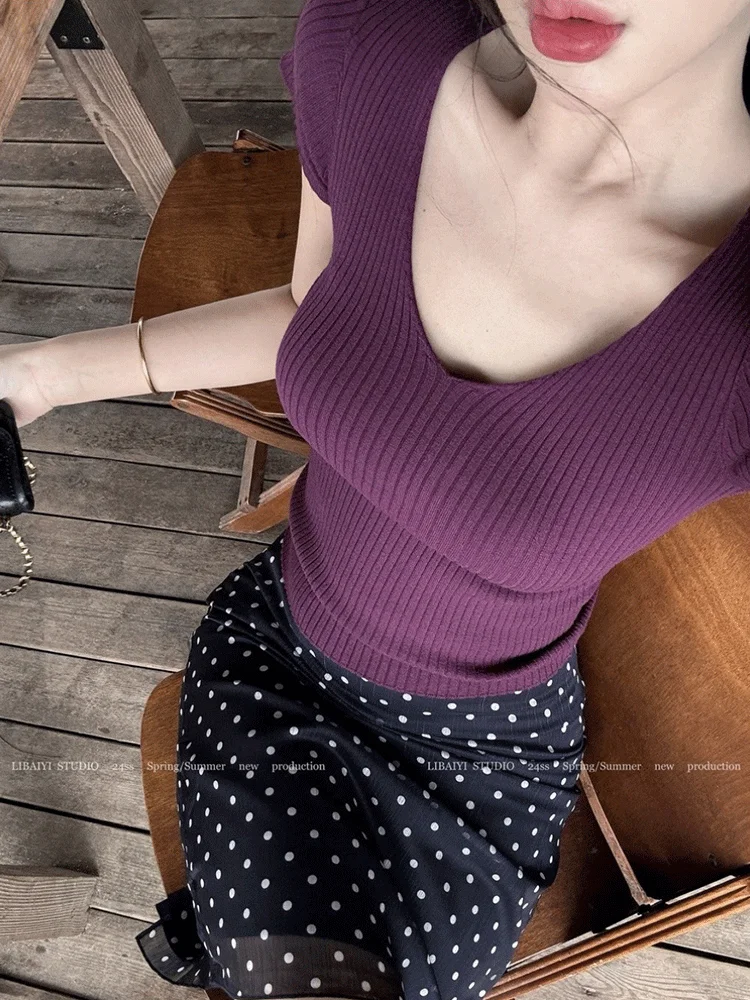 

Свитера Джемперы Пуловеры Женский вязаный топ Одежда Y2K Многослойный стиль BF Lady OL Профессиональная работа Деловая встреч Простые Ins