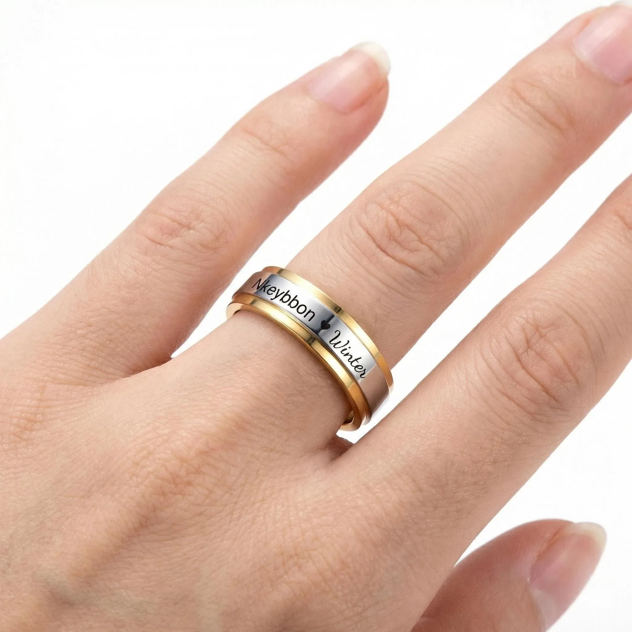 

Customize Name Engrave Ladder Ring Stainless Steel Fashion Custom Rings For Women Mens Band Jewelry
