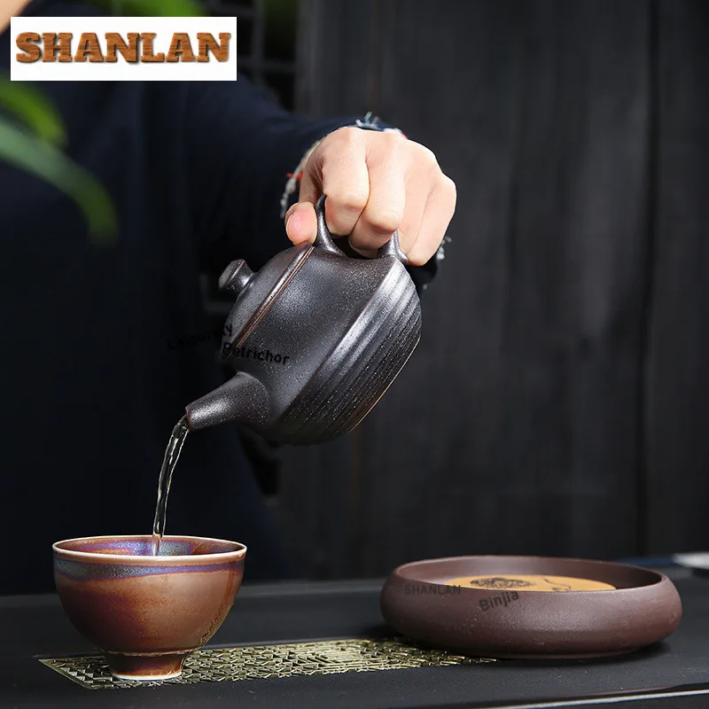 180 مللي إبريق الشاي الفخار الأسود الياباني خمر الشاي Infuser وعاء صنع الشاي غلاية مع فلتر شاي بوير حفل لوازم الديكور #4