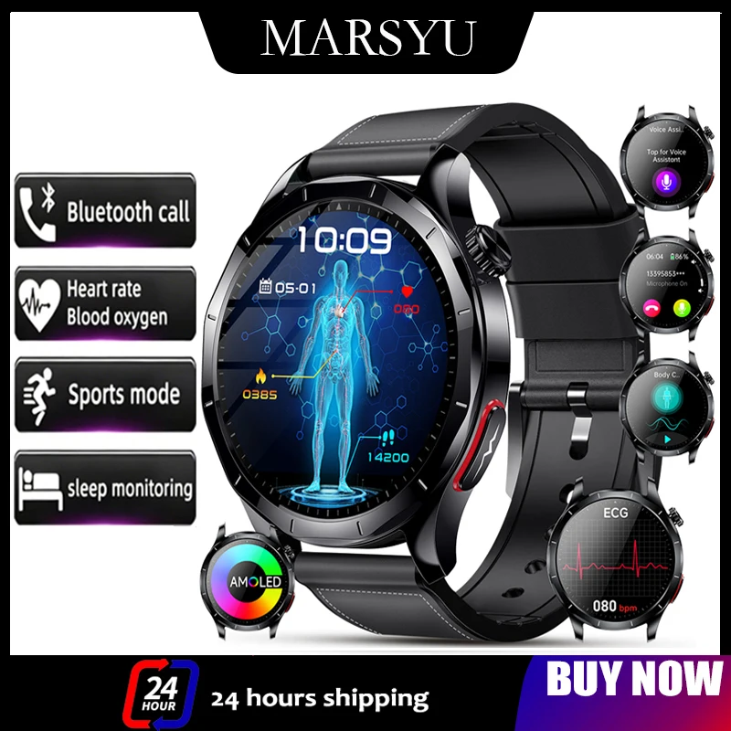 

Marsyu NEW AL-GPT Health Watch ECG+PPG Uric Acid Blood Pressure Body Analysis HD Call LED Flashlight Smart Watch Women Men’s