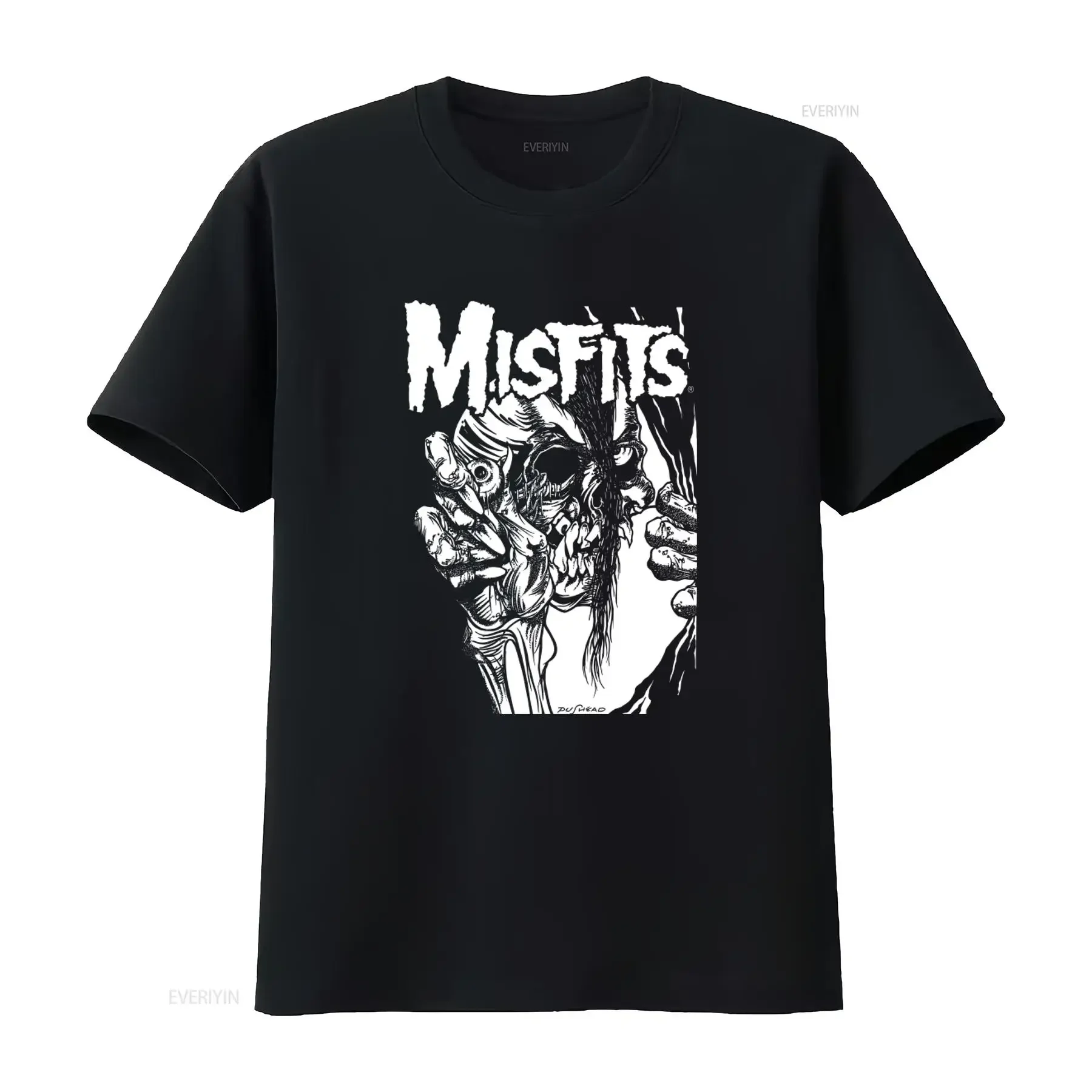 Misfits Pushead Eyeball Black and White T Shirt Mens Licensed Rock N Roll Music Retro Design vintage Washed Comfortable Stylish