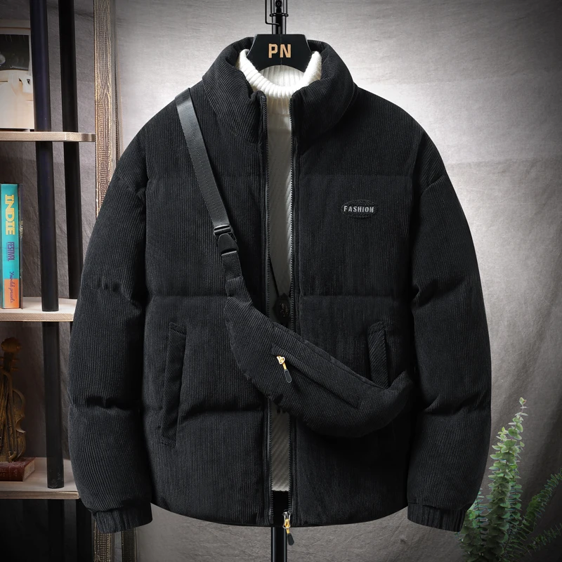 Stand Collar Fashion Loose Outdoor Jacket Autumn Winter Male Warm Fit Clothes Windproof Waterproof New Solid Zipper Causal Coats