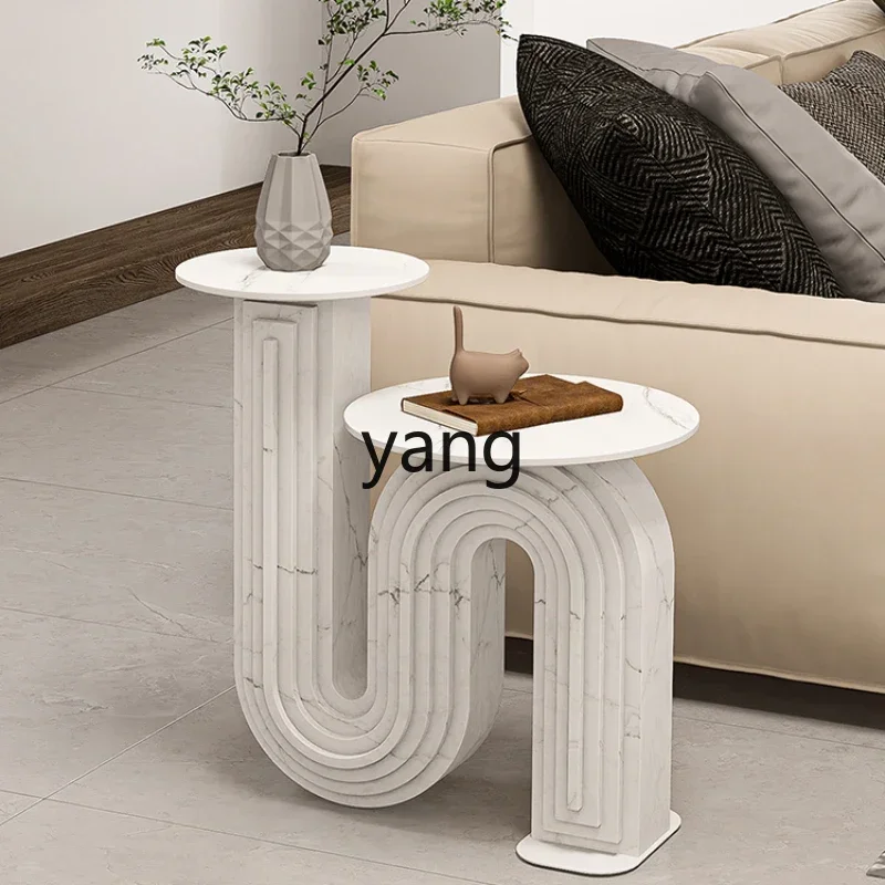 

LH rock slab coffee table light luxury modern elbow high and low living room corner small apartment balcony edge table