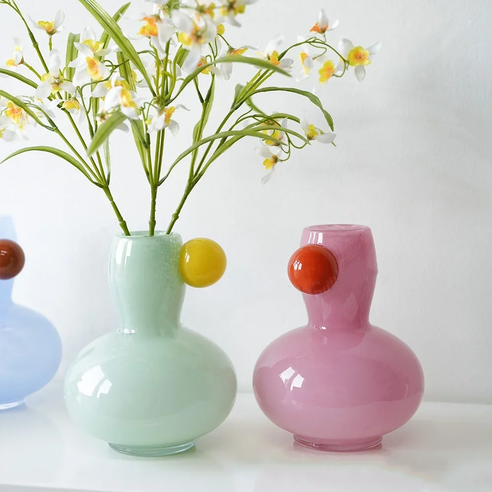 Stained Glass Vase Geometric Sphere Glass Bottle Floral Arrangement Accessories Hydroponics Terrarium Home Decoration