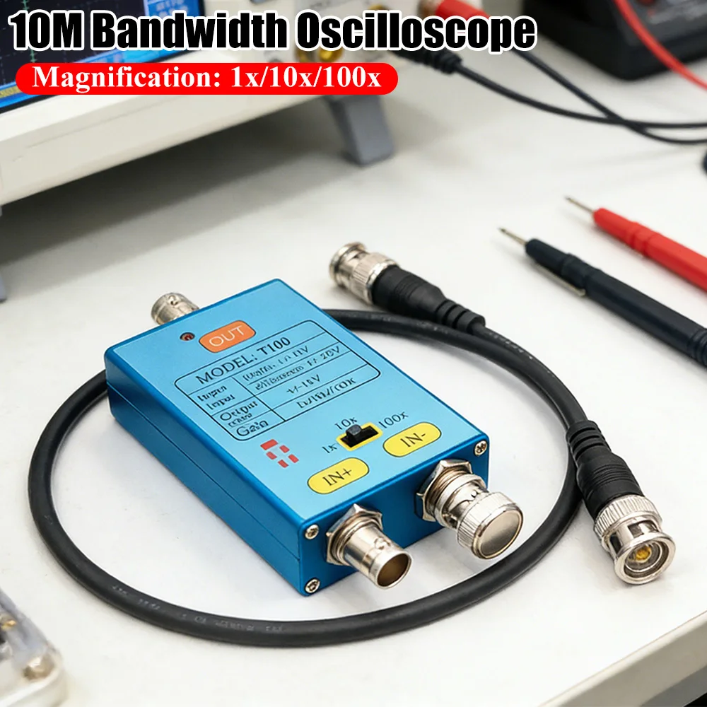 10M Bandwidth Oscilloscope 1x/10x/100x Weak Signal Amplifier Battery Powered for Maintenance Personnel for Electronic Engineers