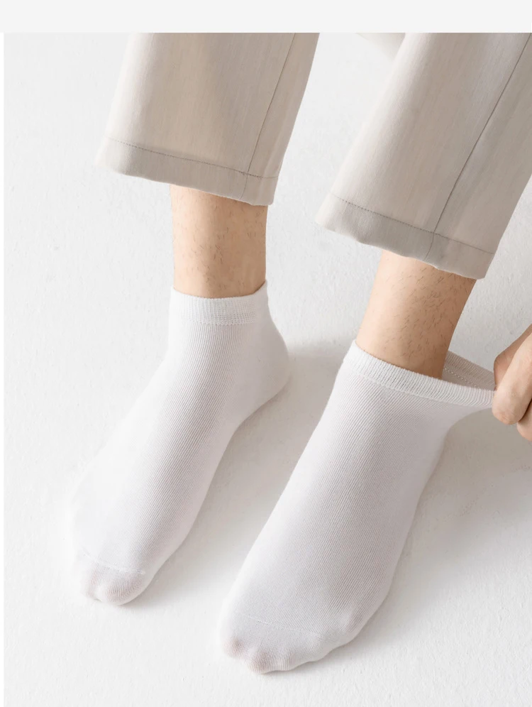 5 Paar hochwertige Herrensocken aus gekämmter Baumwolle, neue, lässige, atmungsaktive, schwarz-weiße Business-Socken, 5 Paar Herrensocken, Übergröße EU39-48 – Detail 14