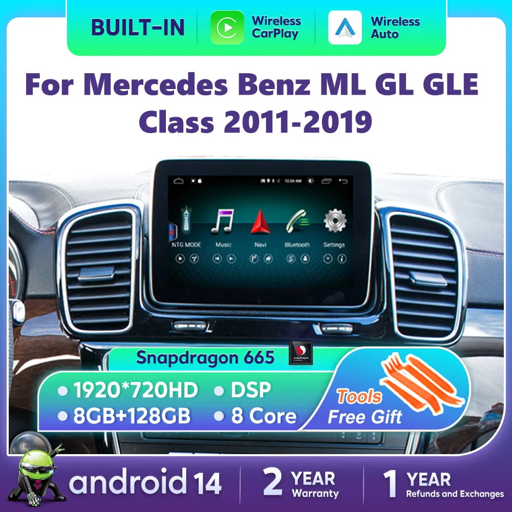 9inch Wireless CarPlay Screen For Mercedes Benz ML GL GLE Class GPS Android Auto Car Multimedia Player Radio Navigation