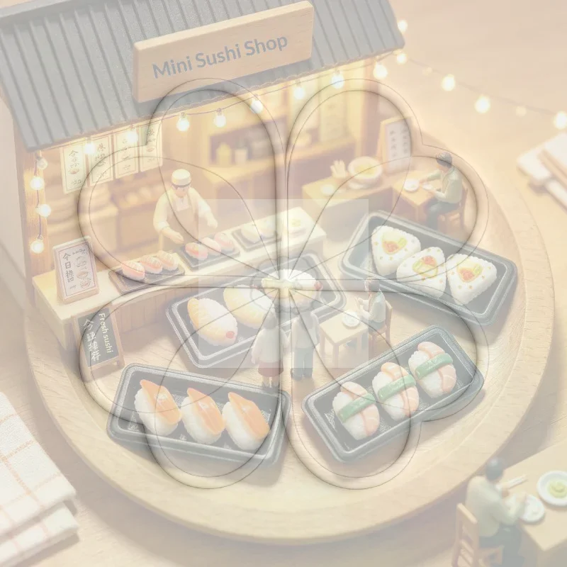 Dollhouse Mini Sushi Bento Set Realistic Simulation Food Ornament for 1:6 Doll House Home Scene Decoration