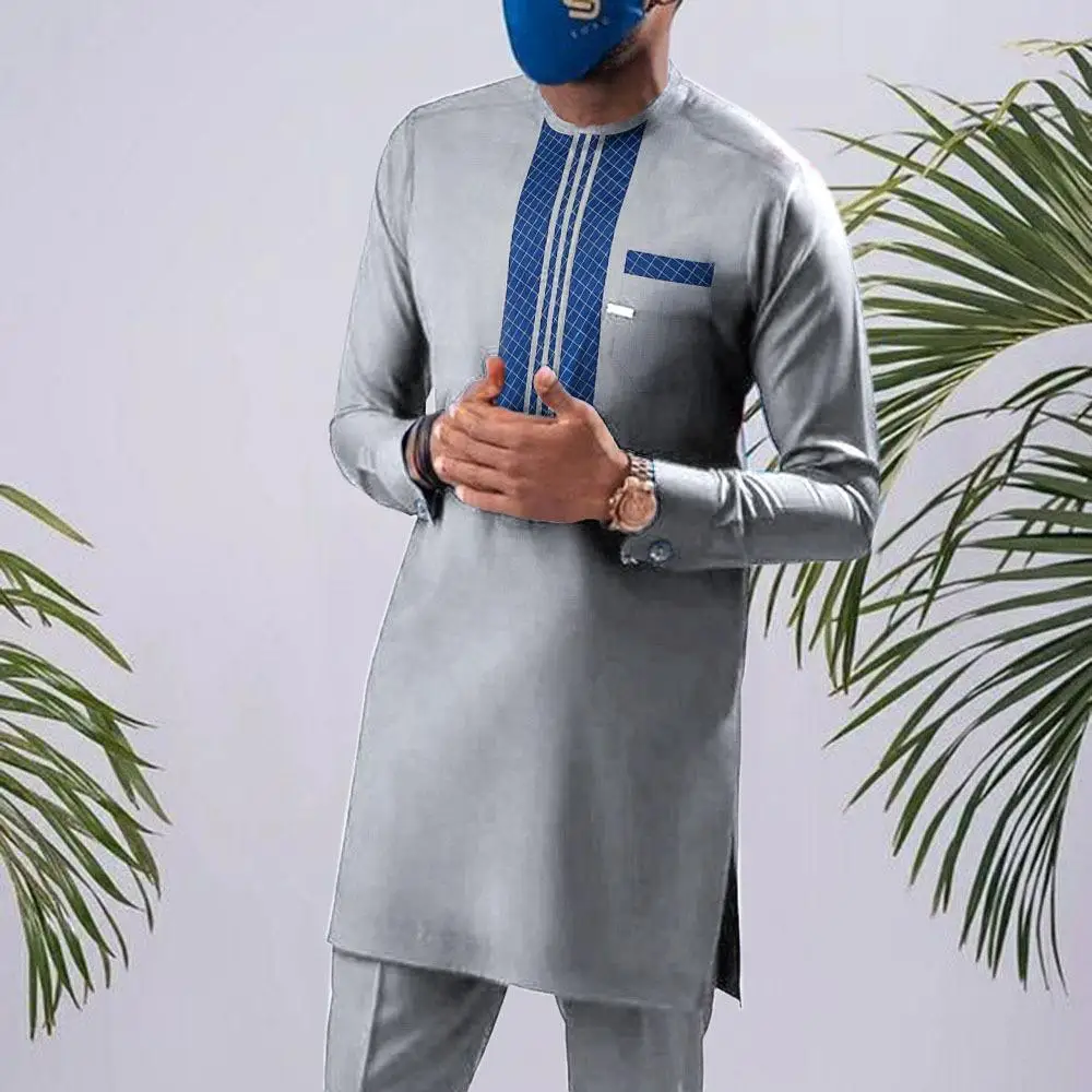 Kaftan Mens Designer Clothes Embroidered Tops And Trousers With Pockets Elegant Suits for Men African Casual 2 Pcs Suit Outfits