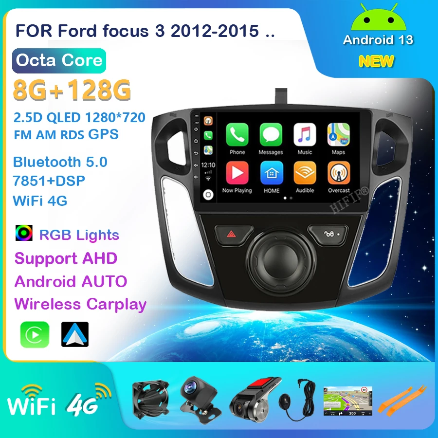 

4G Android 13 2din Car Radio multimedia video player For Ford focus 3 2012 2013 2014 2015 navigation GPS audio 2 DIN