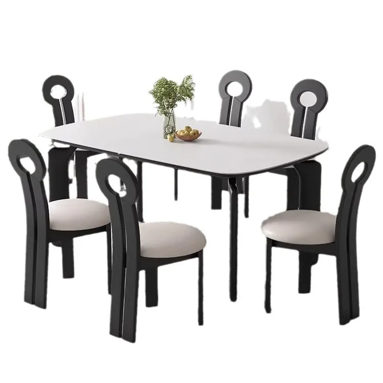 Ash wood solid wood rock slab dining table household small apartment modern simple dining table and chairs all solid wood