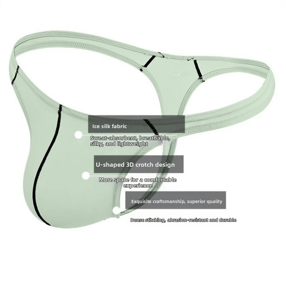 Breathable Low Waist Men Underwear U-shaped Pocke Seamless Men's Thong Stripe Male Lingerie T-back Briefs Gifts