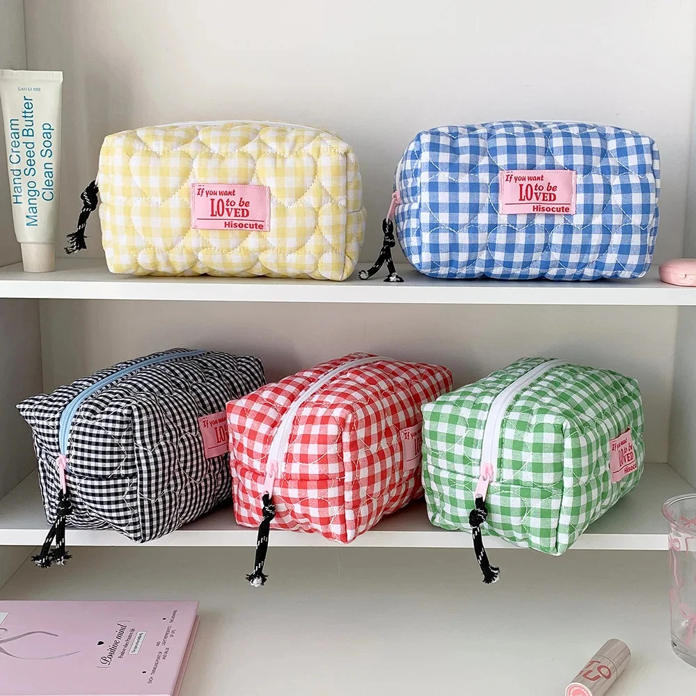 Fashion Love Heart Square Makeup Bag Cute Girl Travel Portable High Capaci Toilet Pouch Handbag Women's Gifts Pencil Case
