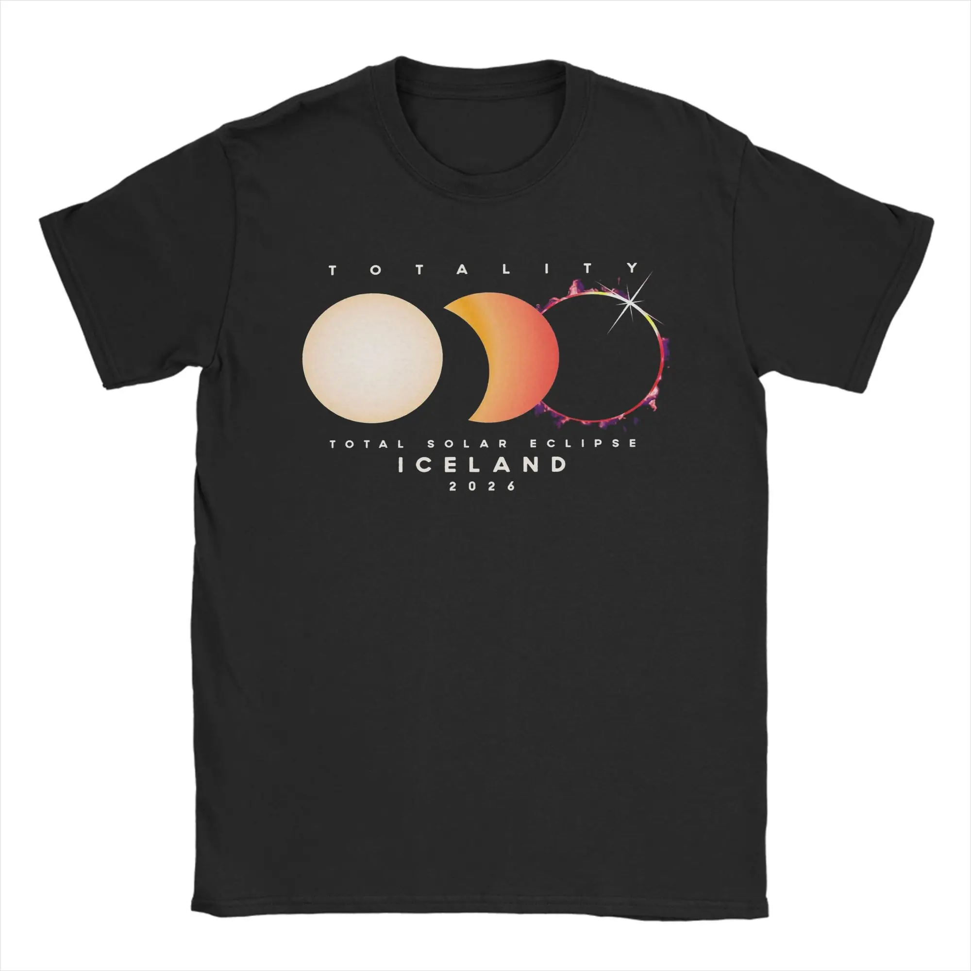 Solar Eclipse 2026 Iceland Totality T Shirts Men Women 100% Cotton Leisure T-Shirt Round Neck  Tee Shirt Short Sleeve Tops