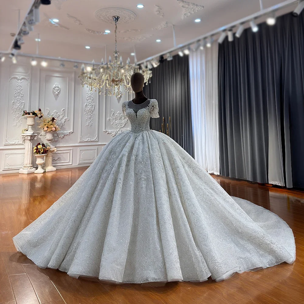 Customized Short Sleeves Elegant luxury Wedding Dresses Amanda Novias Official