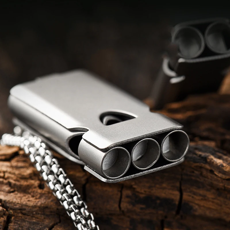 Titanium Alloy Outdoor EDC Camping Emergency Survival Whistle Explosive Whistle Portable Tool