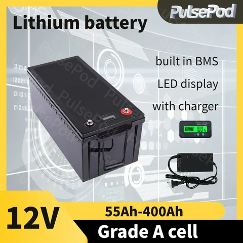 PP lithium li ion battery 12v 55ah 65ah 100ah 120ah150ah 200ah 250ah 300ah 400ah for Solar Panel Inverter Energy Storage Charger