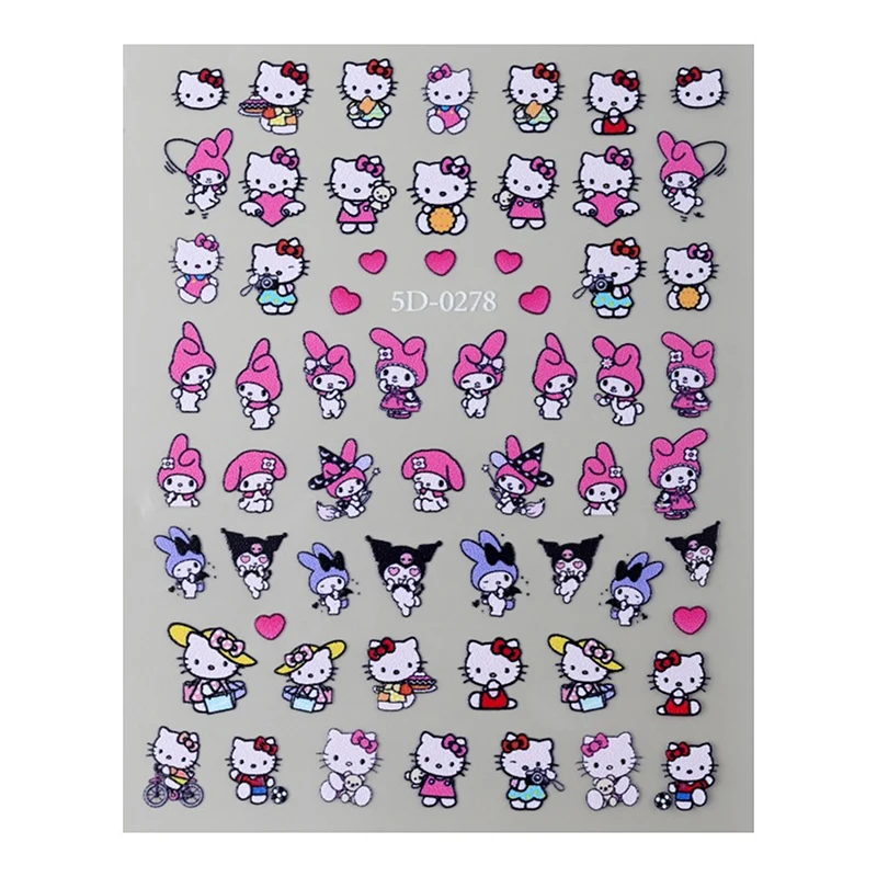 

2D Pixel Style Mini Sanrios HelloKitty Nails Art Sticker Multiple Expressions Cute Nail Decal Sliders Anime Nail Art Decorations