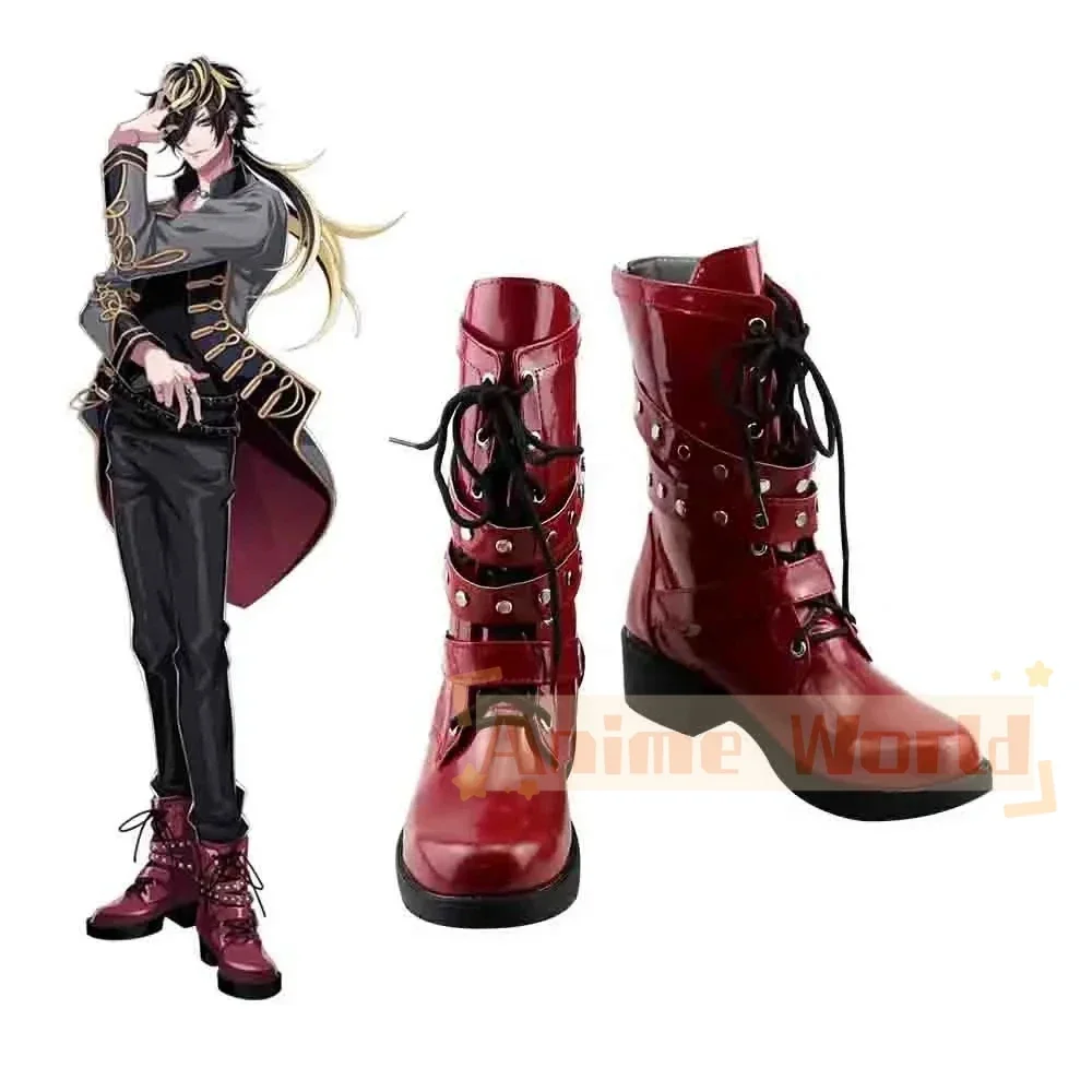 Anime DRB Division Rap Battle 14th Moon/Jyushi Aimono Halloween Cosplay Boots Red Leather Shoes Party Outfits Accessories