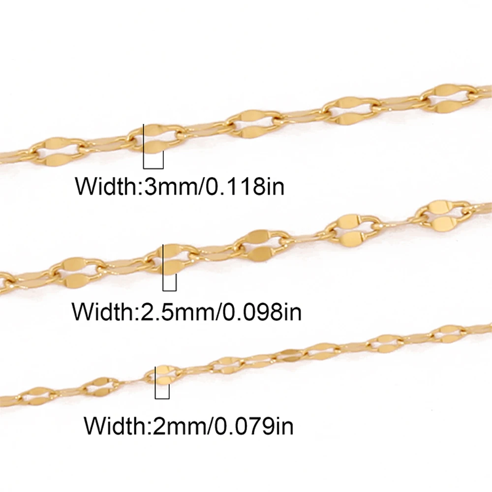 100cm Stainless Steel Lip Chains Flat Oval Cable Chain Findings for Jewelry Making DIY Necklace Bracelet Accessories