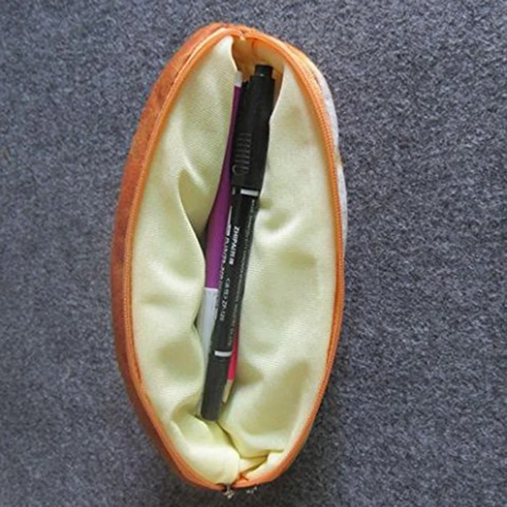 Estuche para lápices de pan francés de simulación, organizador de papelería de gran capacidad amarillo, Material de diseño con cremallera suave múltiple