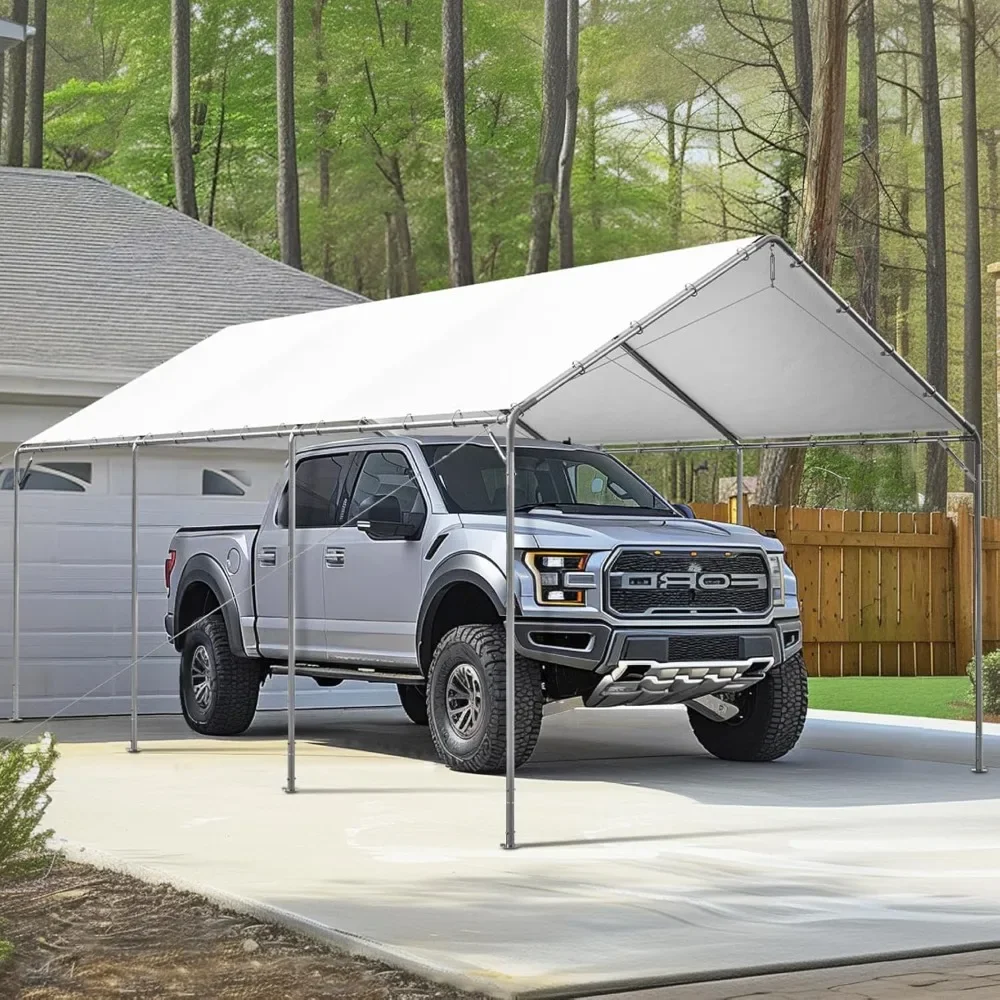 

12x20 ft Heavy Duty, Portable Garage Shelter Logic Car Tents All Weather, Galvanized Steel Frame Carports Height Adjustable