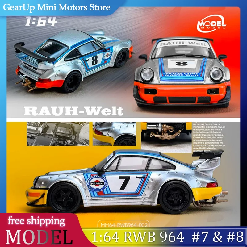 

Новая МОДЕЛЬ Модель 1:64 RWB Porsche 964 # 7 & # 8 колес Meister S1, детали двигателя, ограниченная литая под давлением модель автомобиля, коллекционные игрушки для любителей JDM