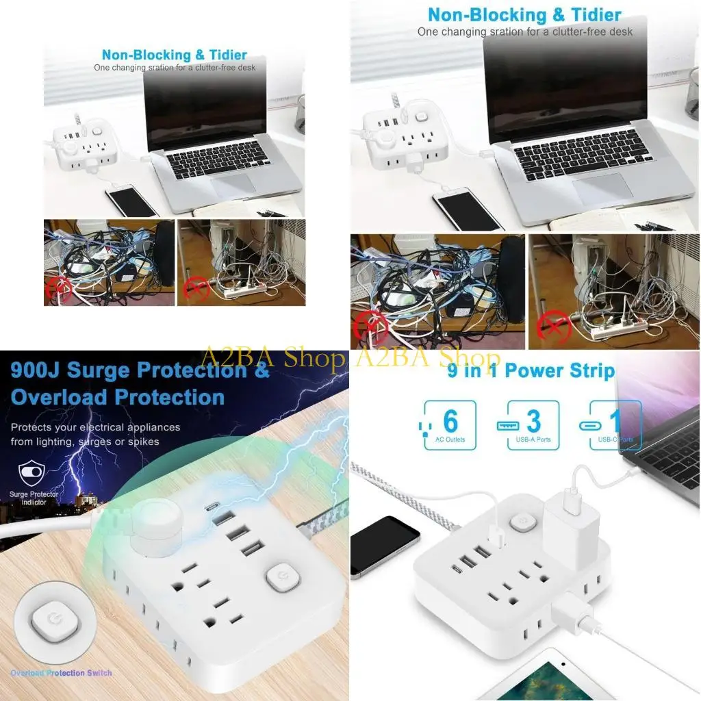 

A2BA 3 розетки, защитные ограждения, настольная электростанция, гибкий кабель, эффективная сборка из АБС-пластика для домашней