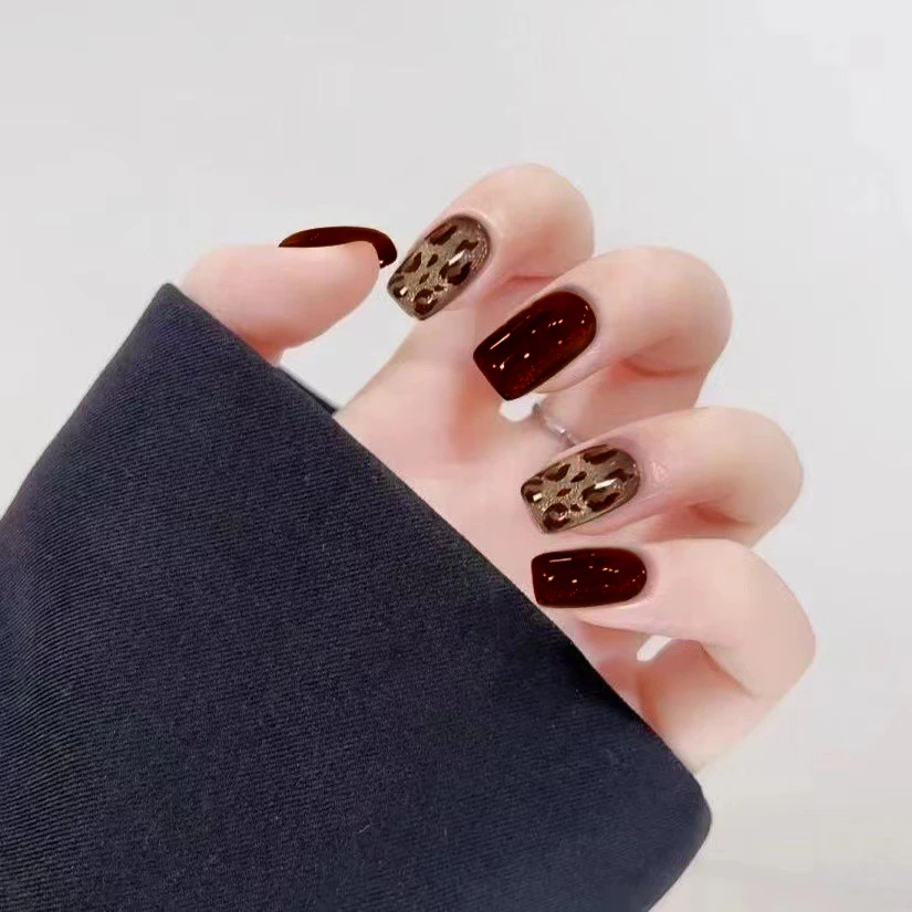 Stampa sulle unghie Decorazione per unghie finte Manicure Indossa 10 pezzi / set Piastre per unghie Copertura completa con punte per unghie finte Strass Cateye