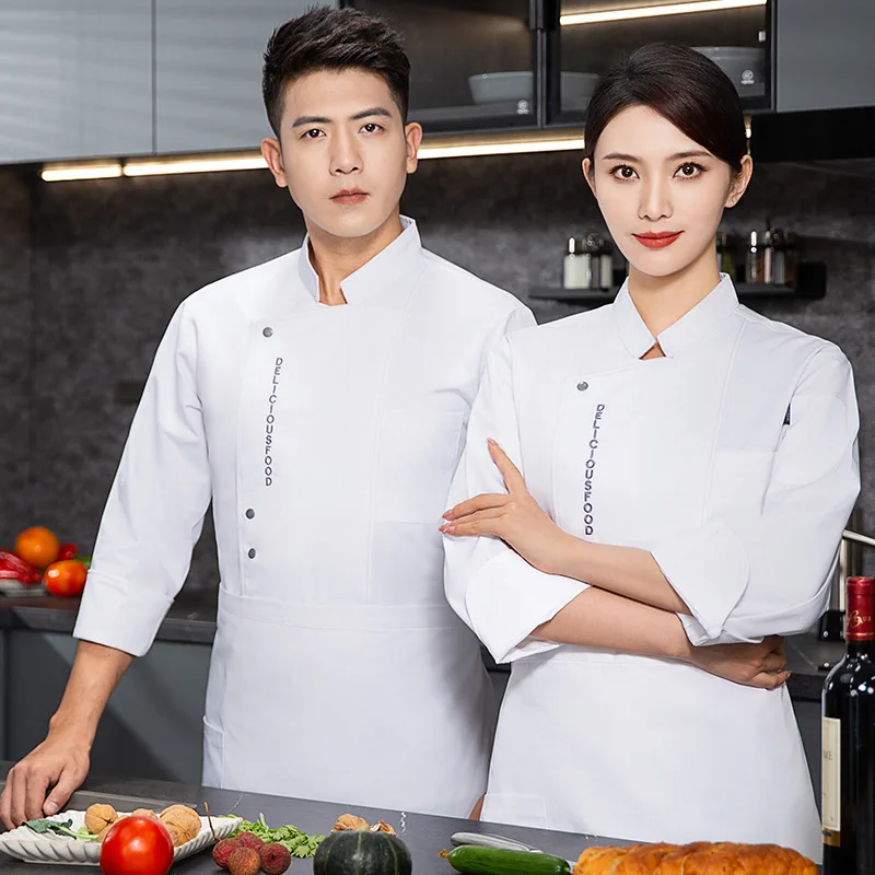 

Легко моющаяся, устойчивая к пятнам униформа повара с длинными рукавами для осени и зимы, подходит для отелей, ресторанов и столовых.