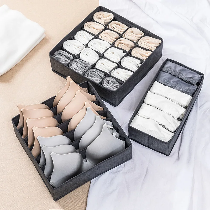 3PCS/Set Non-Woven Underwear Organizer Bra Nylon Socks Drawer Organizer Foldable Underwear Storage Box Closets Clothes Organizer