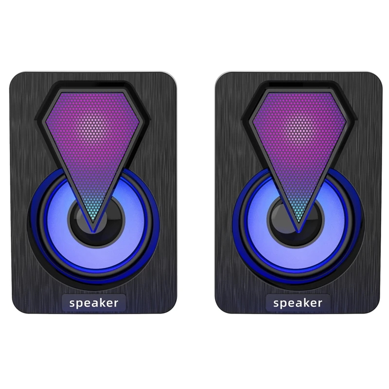 Wired Speakers Laptop Speakers, Colorful Lighting Speakers, 3D Surround Sound Subwoofer Mini Speakers