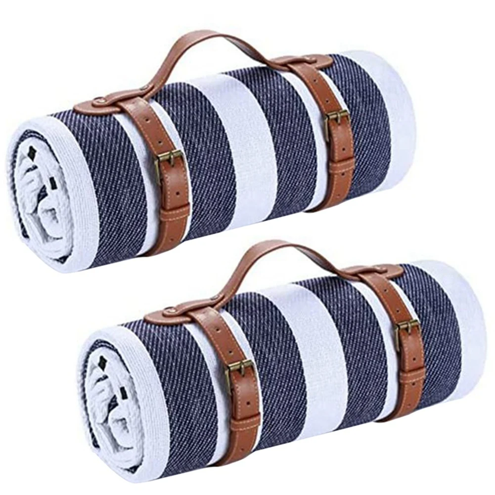 2Pcs Waterproof Beach Blanket Camping Blanket Sandproof Belt Handles Suitable for Picnics, Beaches, Parks