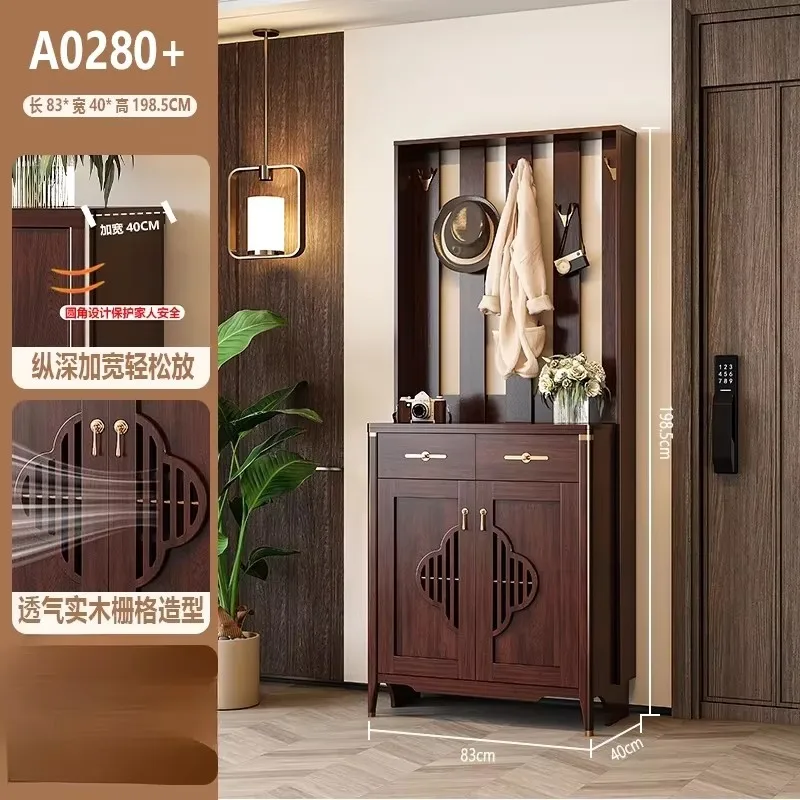 c9.21-solid wood shoe cabinet with hanger integrated against the wall into the entrance foyer cabinet storage cabinet