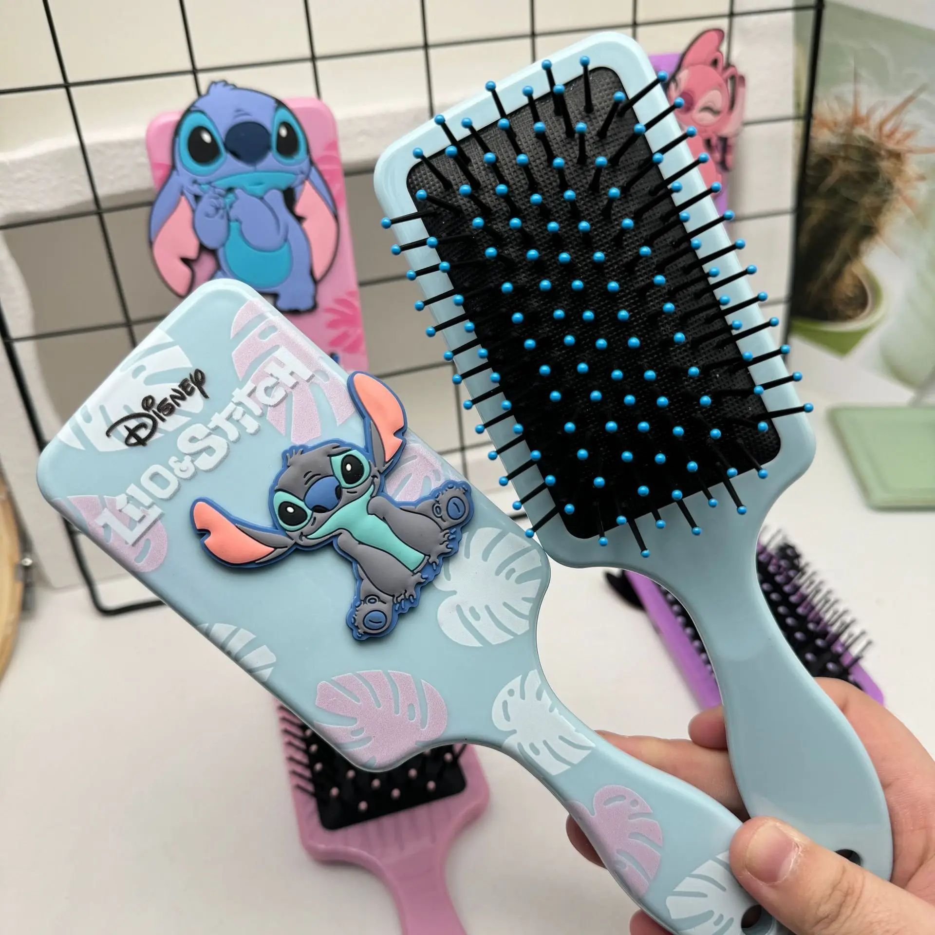 Disney animación Lilo & Stitch peine serie dibujos animados punto periférico cojín de aire peine de masaje niños niña estudiante peine