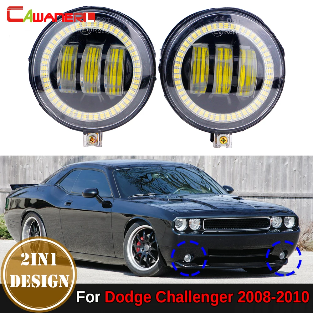 2 Pieces Car Canbus LED Fog Light Angel Eye DRL Fog Daytime Running Lamp Assembly For Dodge Challenger 2008 2009 2010 2011 2012 