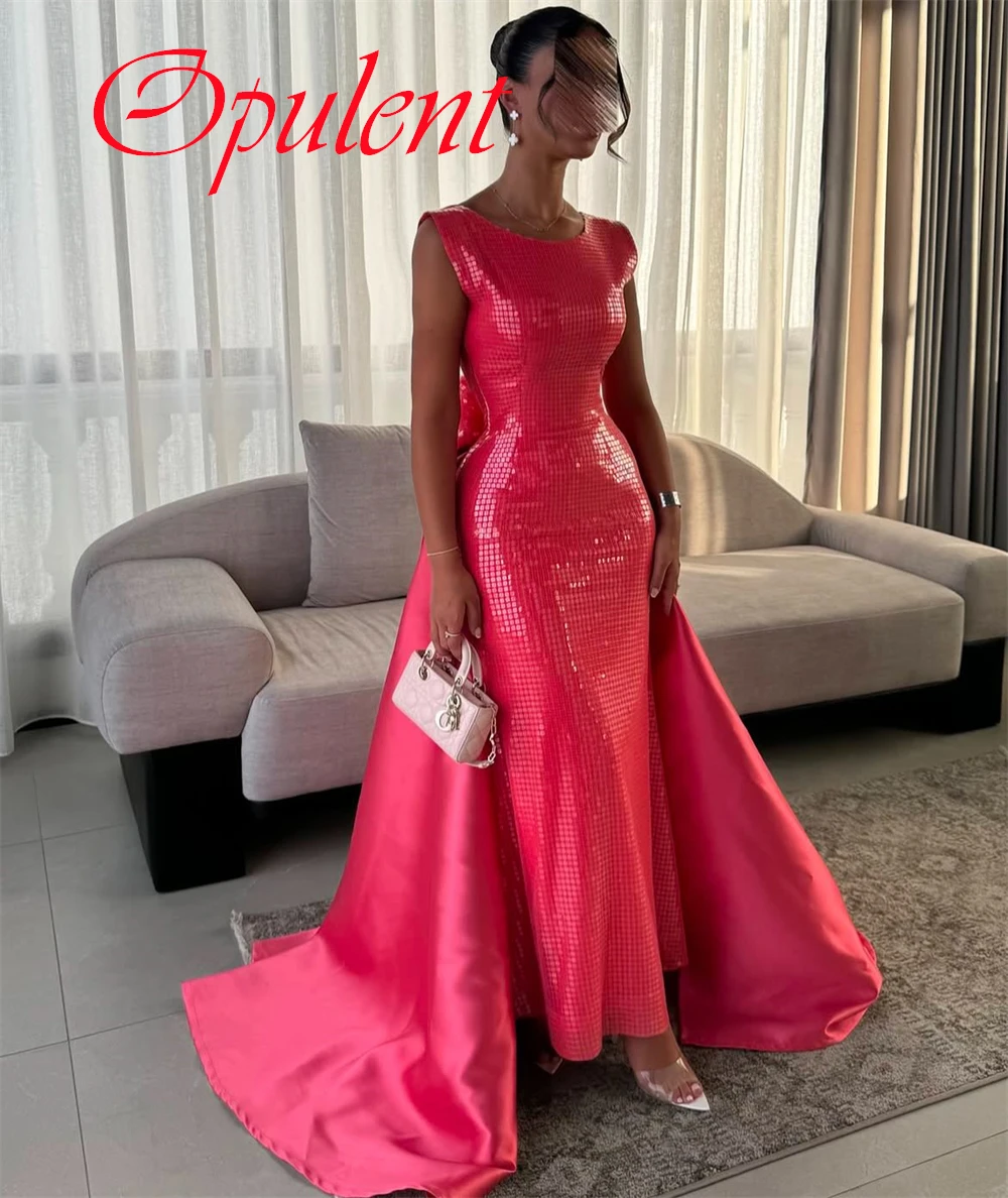 Customized Exquisite pink Satin Evening Dress Temperament Crew Neck Short Sleeves Homecoming Dress Sexy Backless Cocktail Dress