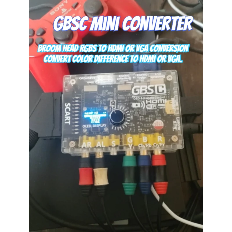 GBSC Mini Converter Custom Color Difference To HDMI/VGA Broom Head RGBS To HDMI/VGA Old Gaming ConsolesFirmware TV LINE Function
