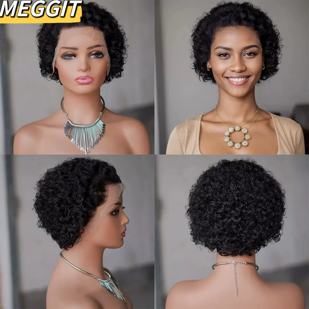 

Meggit 13X4 Human Hair Lace Frontal Wigs 6in Human Hair Short Bob Human Hair Wigs for Black Women Lace Front Human Hair Wigs