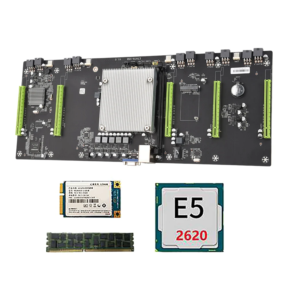 ETH79-X5B BTC 마이닝 마더보드(2620 CPU+8G DDR3 RAM+128G SSD 포함)