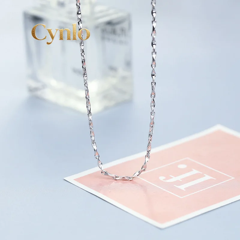 Cynlo Jewelry Sterling Silver Necklace for Man Ingot Chain 1.8mm Thinkness 18inches Male Chain Necklace 8gram Jewelry 925 Silver