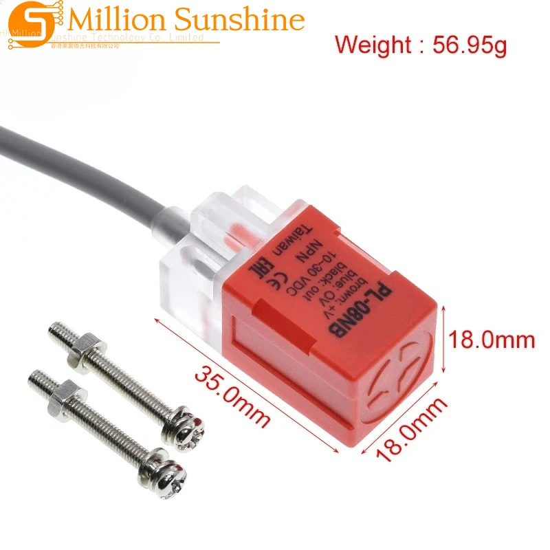 PL-08N2 8mm sensing DC NPN NC Cube Shell Inductive Screen Shield Type Proximity Switch LP08 Proximity Sensor For Arduino