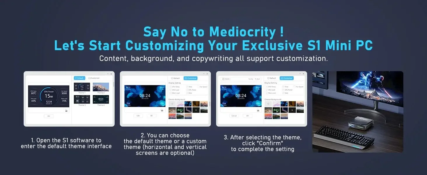 شاشة LED صغيرة للألعاب N100 N95 Core Windows MINI PC S1 DDR4 8G 128GSSD كمبيوتر مكتبي صغير 2 منفذ LAN M.2NVME SSD #3