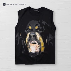 Camiseta sin mangas con estampado de perro grande para hombre y mujer, chaleco informal de algodón con cuello redondo, estilo Hip-hop, gótico, para las cuatro estaciones