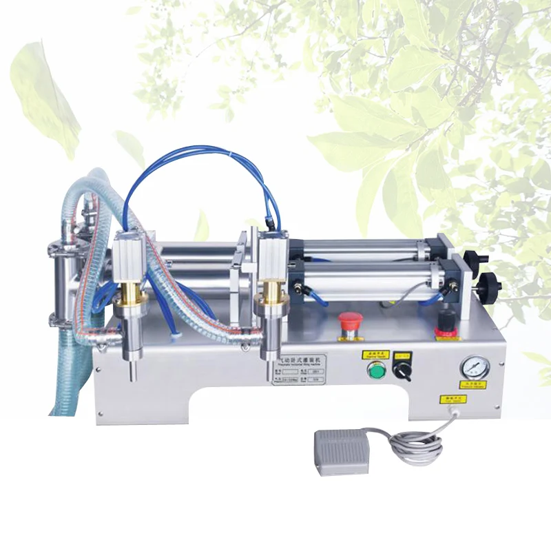 Commercial Semi-Automatic Pneumatic Liquid Wine Double-Head Filling Machine Stainless Steel Piston Beverage Filler Juice Package