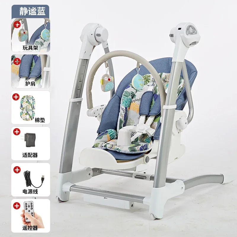 2-in-1 Baby High Chair and Rocker, Electric Infant Swing Adjustable Chair Multifunctional Cradle for 0-3 Years Safe Rocking Seat