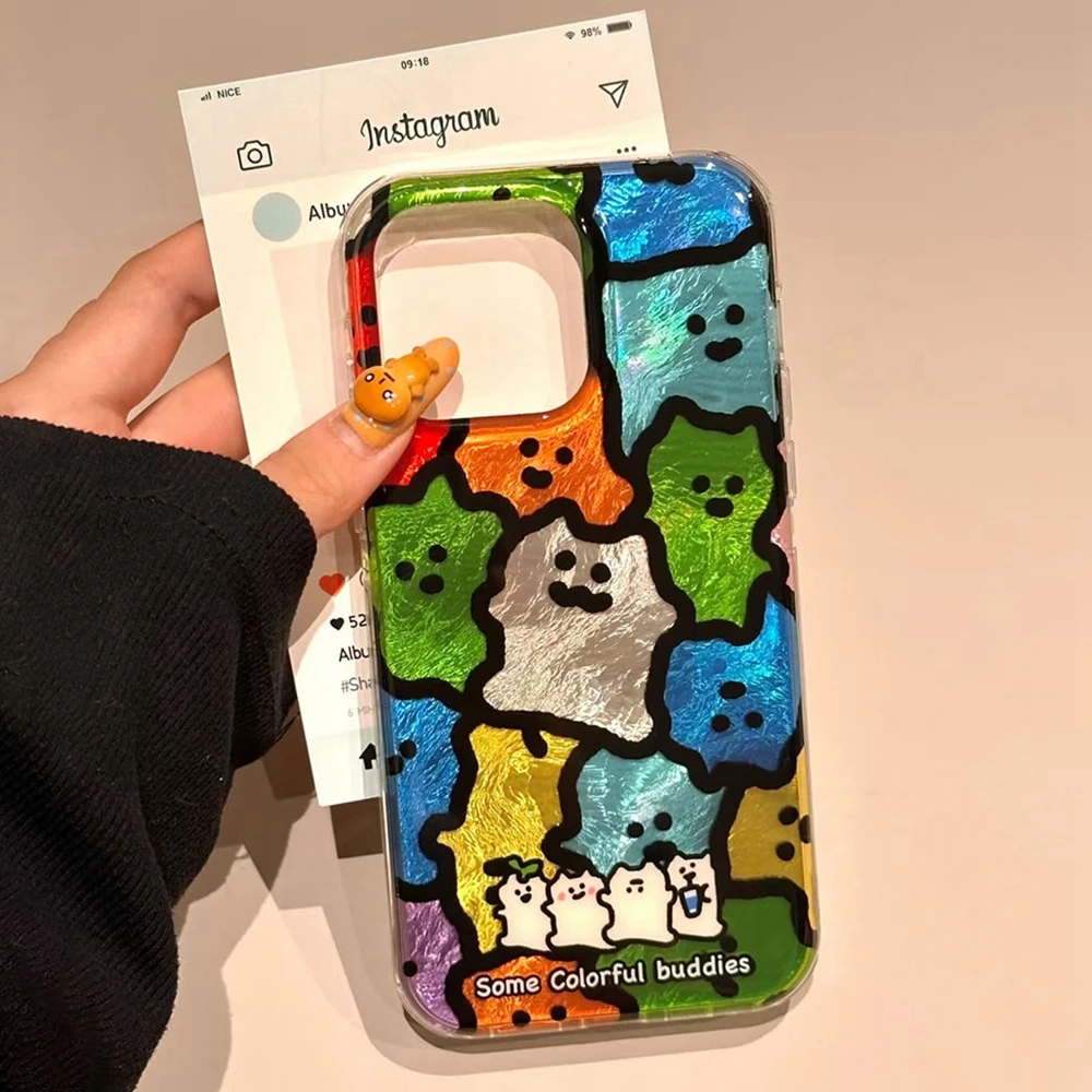 

Line Cat Gradient Vortex Pattern Phone Case For iPhone 16 15 14 13 12 Pro Max 7 8 Plus 11 16e X XS XR SE Shockproof Cover Coque