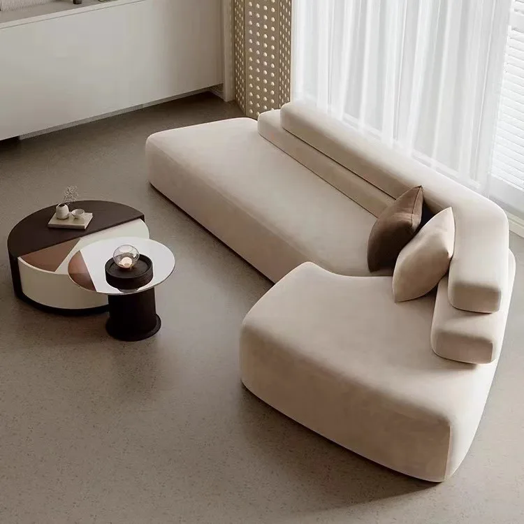 CX special-shaped corner minimalist sofa wabi sandy wind straight row technology cloth sofa